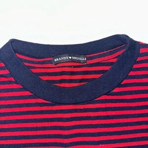 Brandy Melville Navy and Red Striped Top